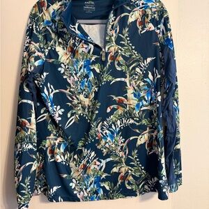 Kastel Tropical Floral Quarter-Zip Pullover